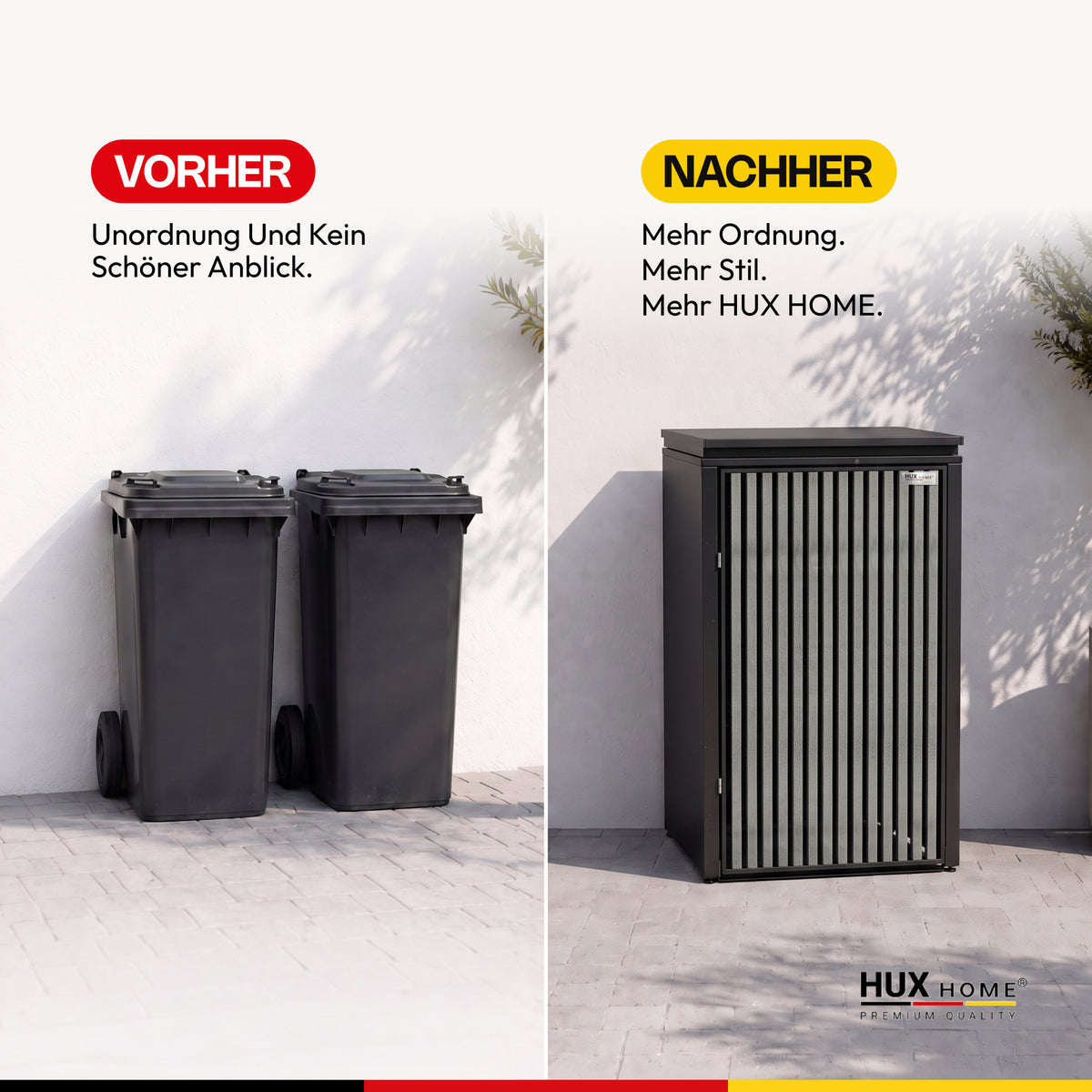 HUX-HOME®  Bremen Mülltonnenbox / Mülltonnenverkleidung für 240L Tonnen