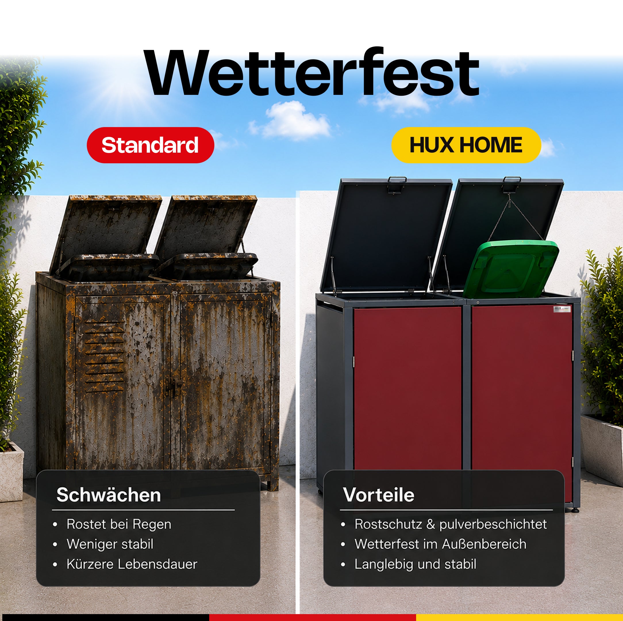 HUX-HOME®  München Mülltonnenbox / Mülltonnenverkleidung für 240L Tonnen
