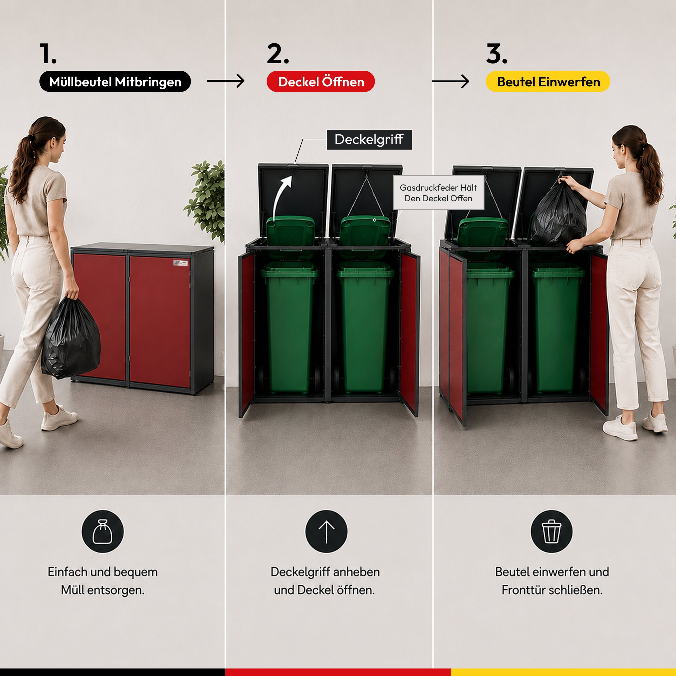 HUX-HOME®  München Mülltonnenbox / Mülltonnenverkleidung für 240L Tonnen