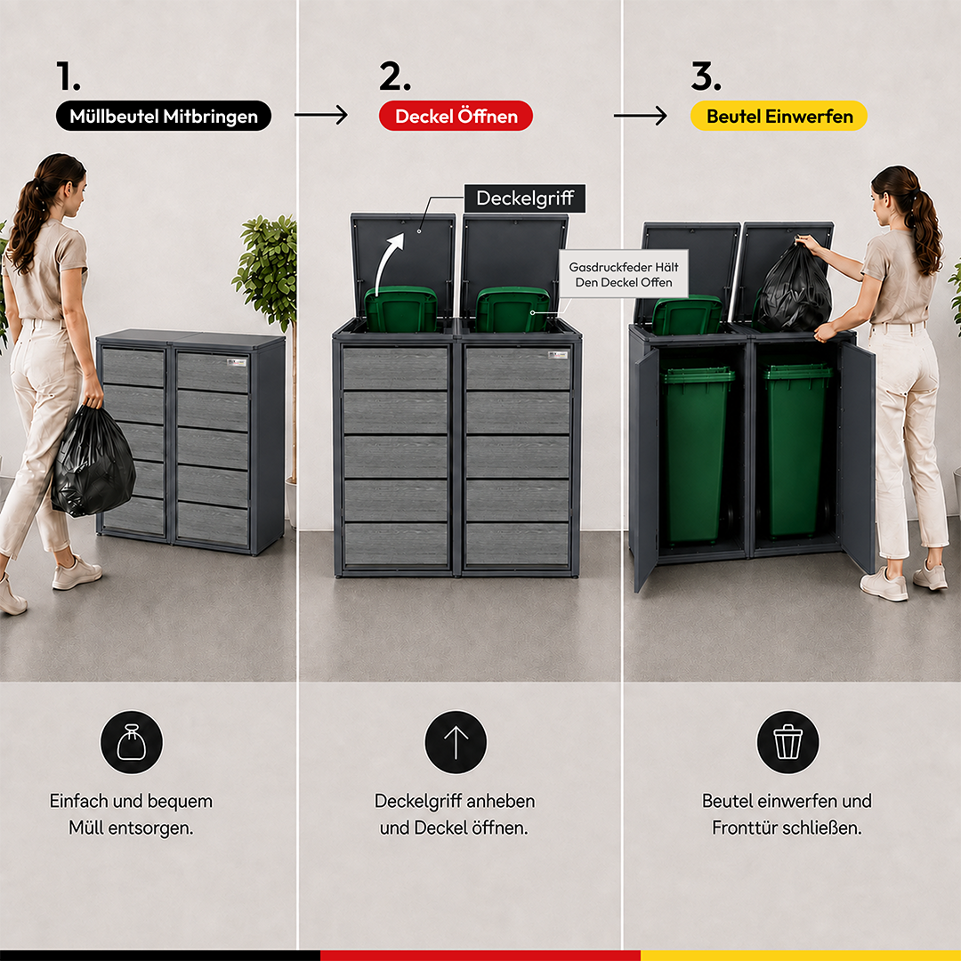 HUX-HOME® Düsseldorf wheelie bin box / wheelie bin enclosure for 240 L bins V.2
