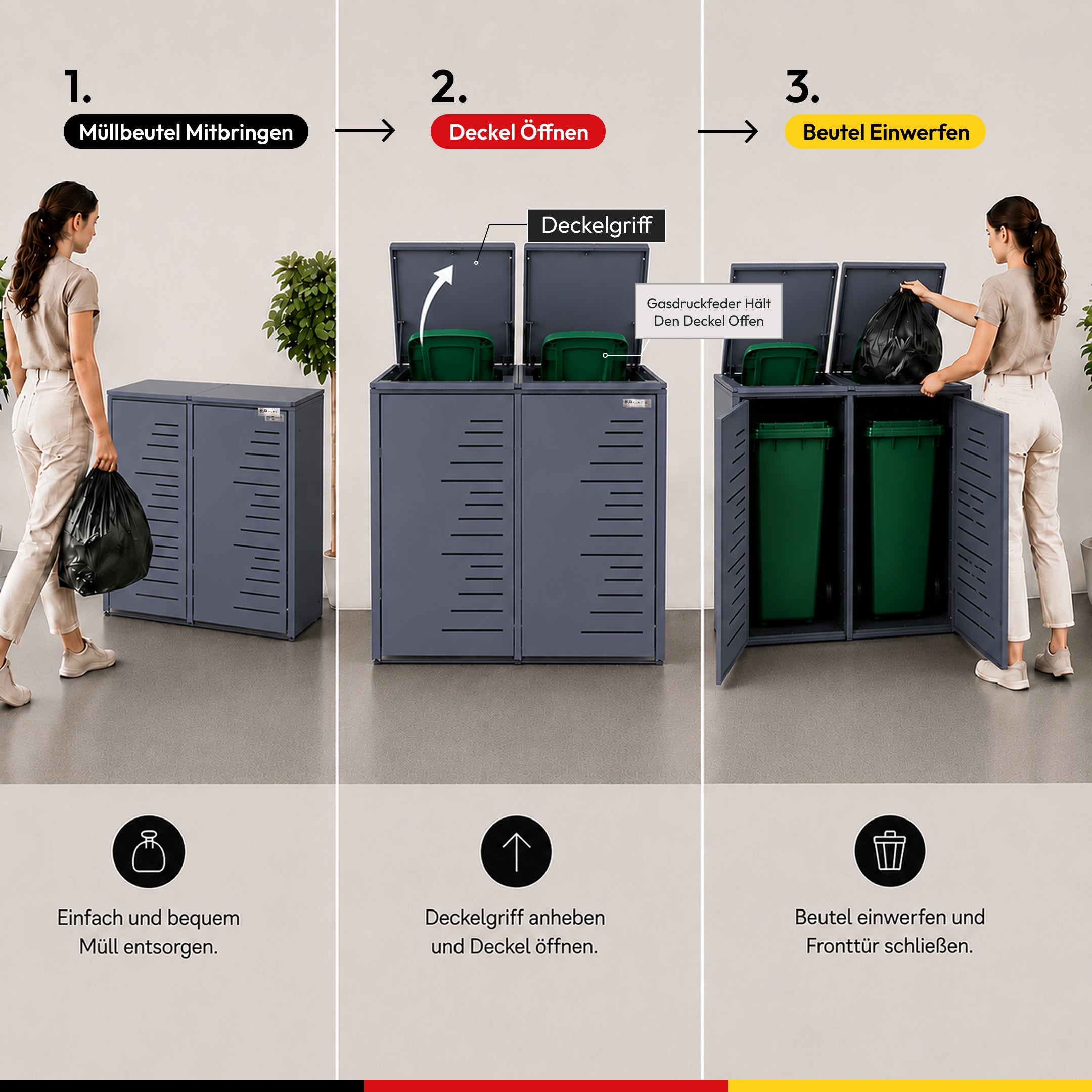 HUX-HOME® Köln wheelie bin box / wheelie bin enclosure for 240 L bins V.2