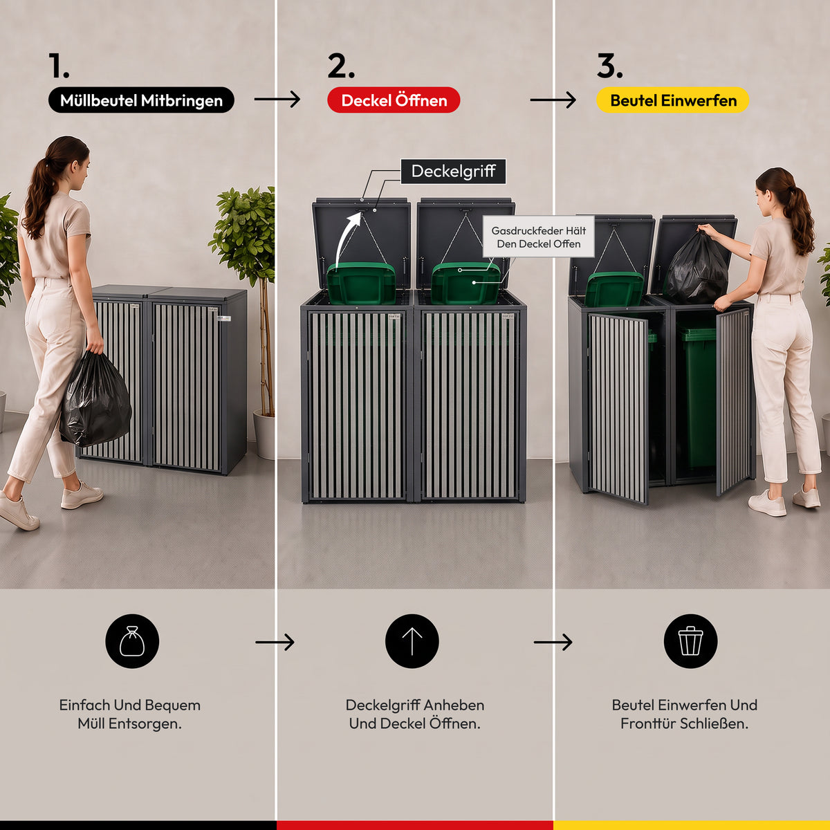 HUX-HOME®  Bremen Mülltonnenbox / Mülltonnenverkleidung für 240L Tonnen