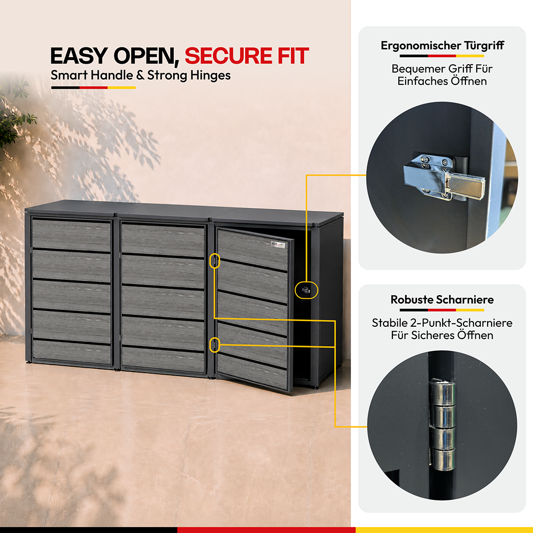 HUX-HOME® Düsseldorf wheelie bin box / wheelie bin enclosure for 240 L bins V.2