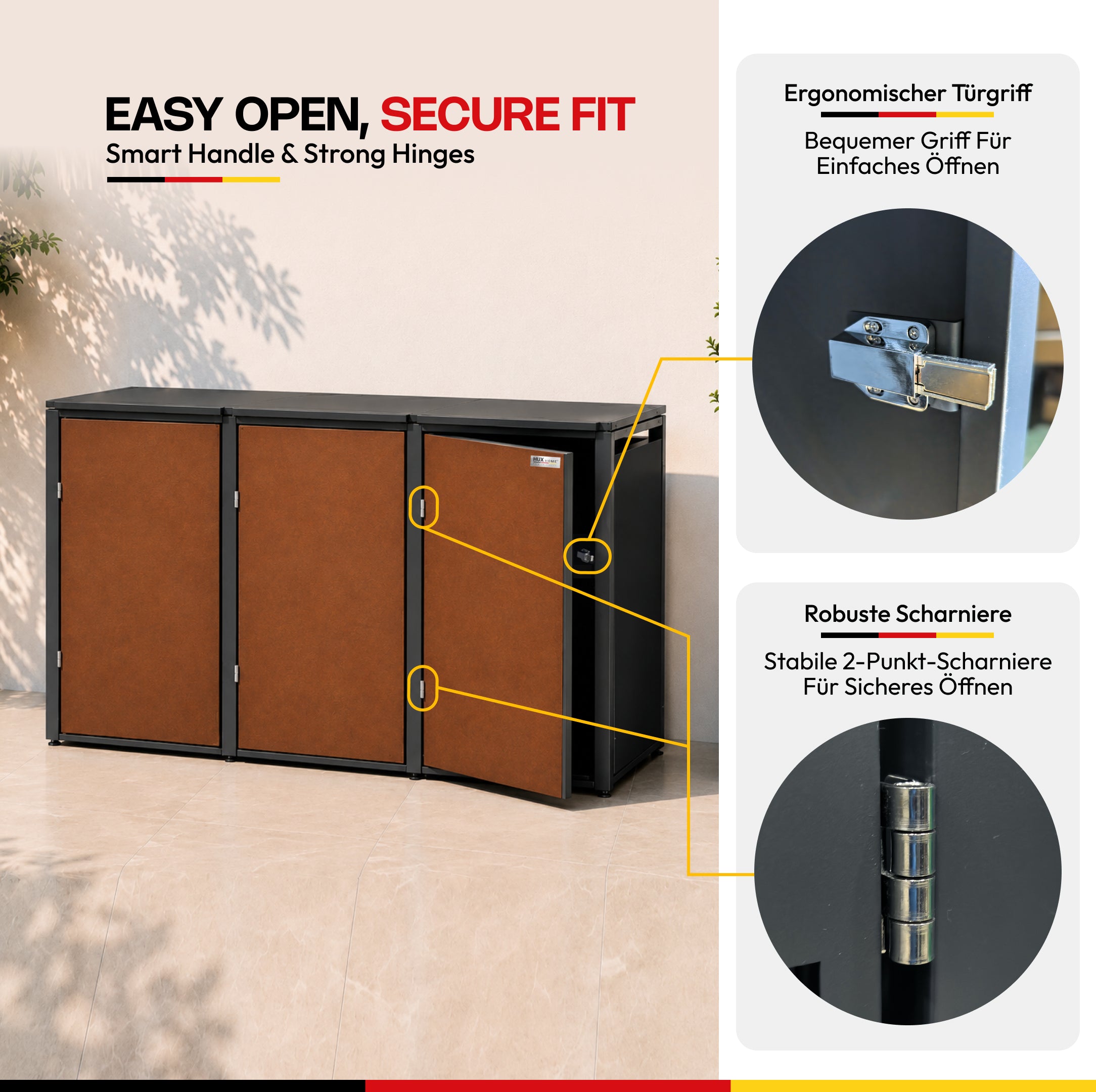 HUX-HOME®  Hamburg Mülltonnenbox / Mülltonnenverkleidung für 240L Tonnen