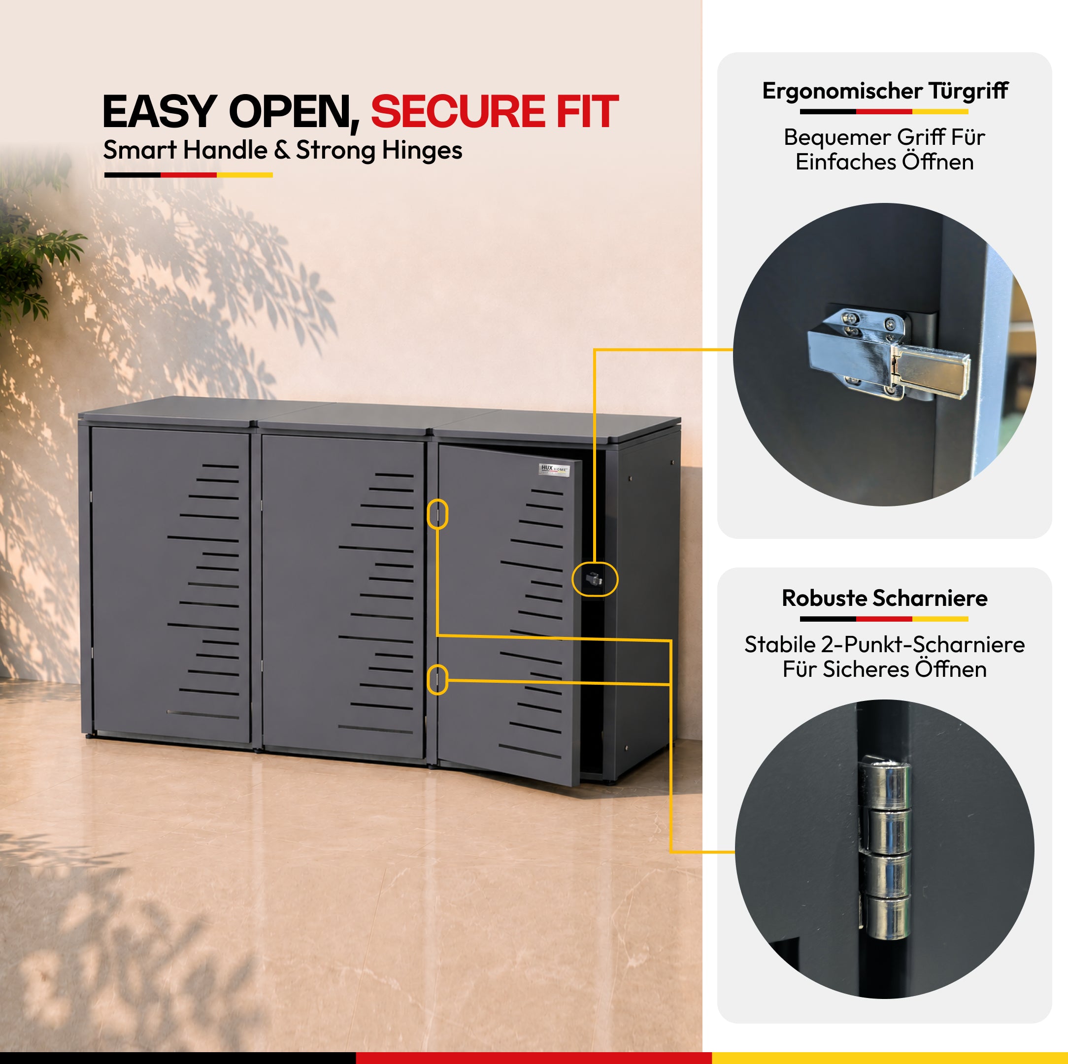 HUX-HOME® Köln wheelie bin box / wheelie bin enclosure for 240 L bins V.2