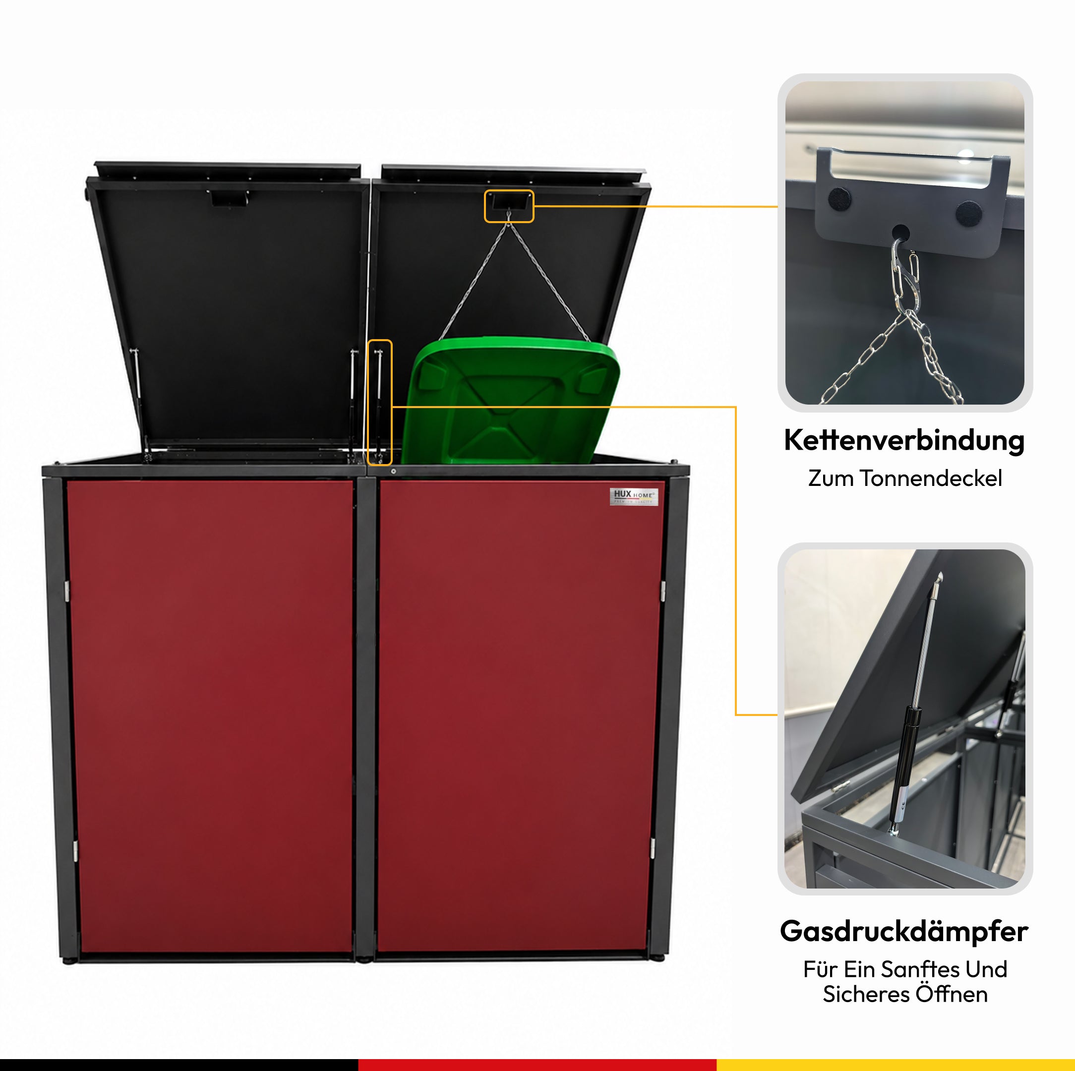 HUX-HOME®  München Mülltonnenbox / Mülltonnenverkleidung für 240L Tonnen
