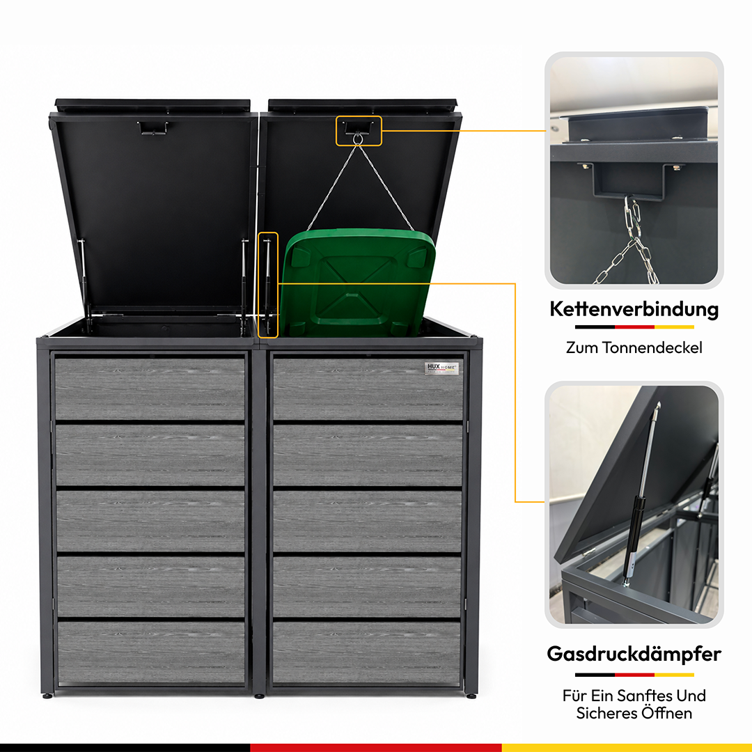 HUX-HOME® Düsseldorf wheelie bin box / wheelie bin enclosure for 240 L bins V.2