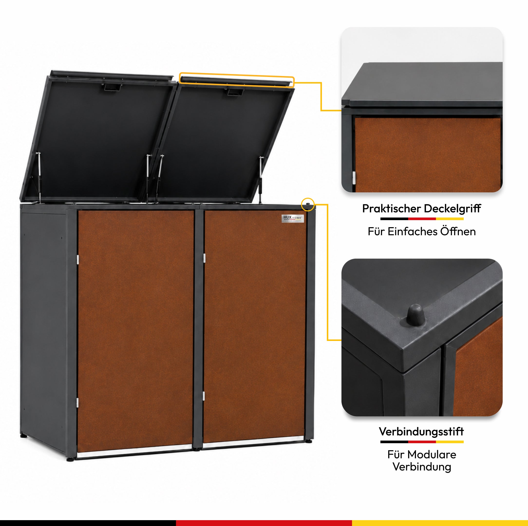HUX-HOME®  Hamburg Mülltonnenbox / Mülltonnenverkleidung für 240L Tonnen