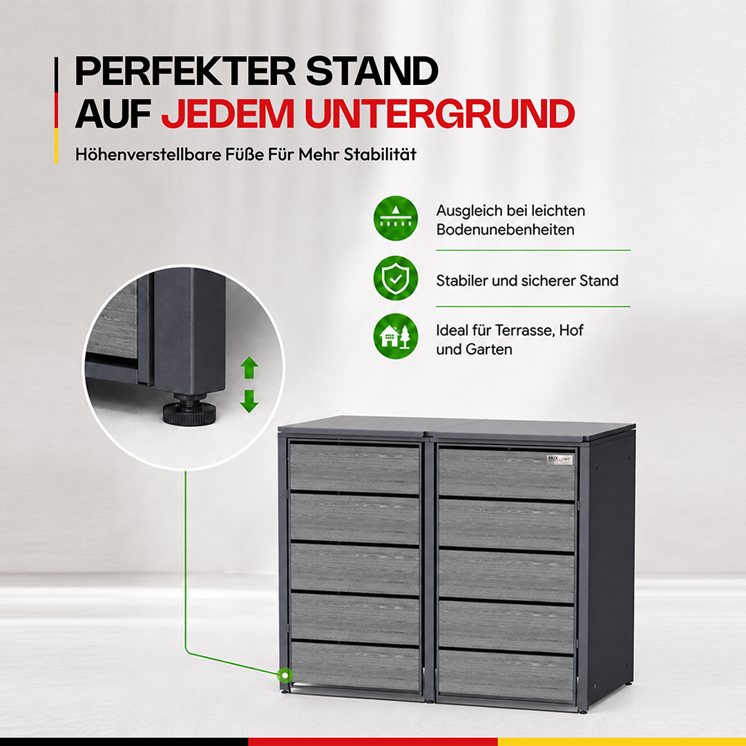 HUX-HOME® Düsseldorf wheelie bin box / wheelie bin enclosure for 240 L bins V.2