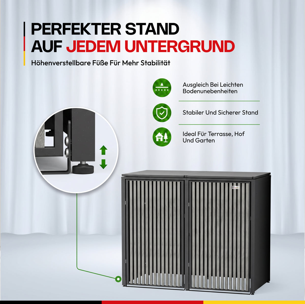 HUX-HOME®  Bremen Mülltonnenbox / Mülltonnenverkleidung für 240L Tonnen