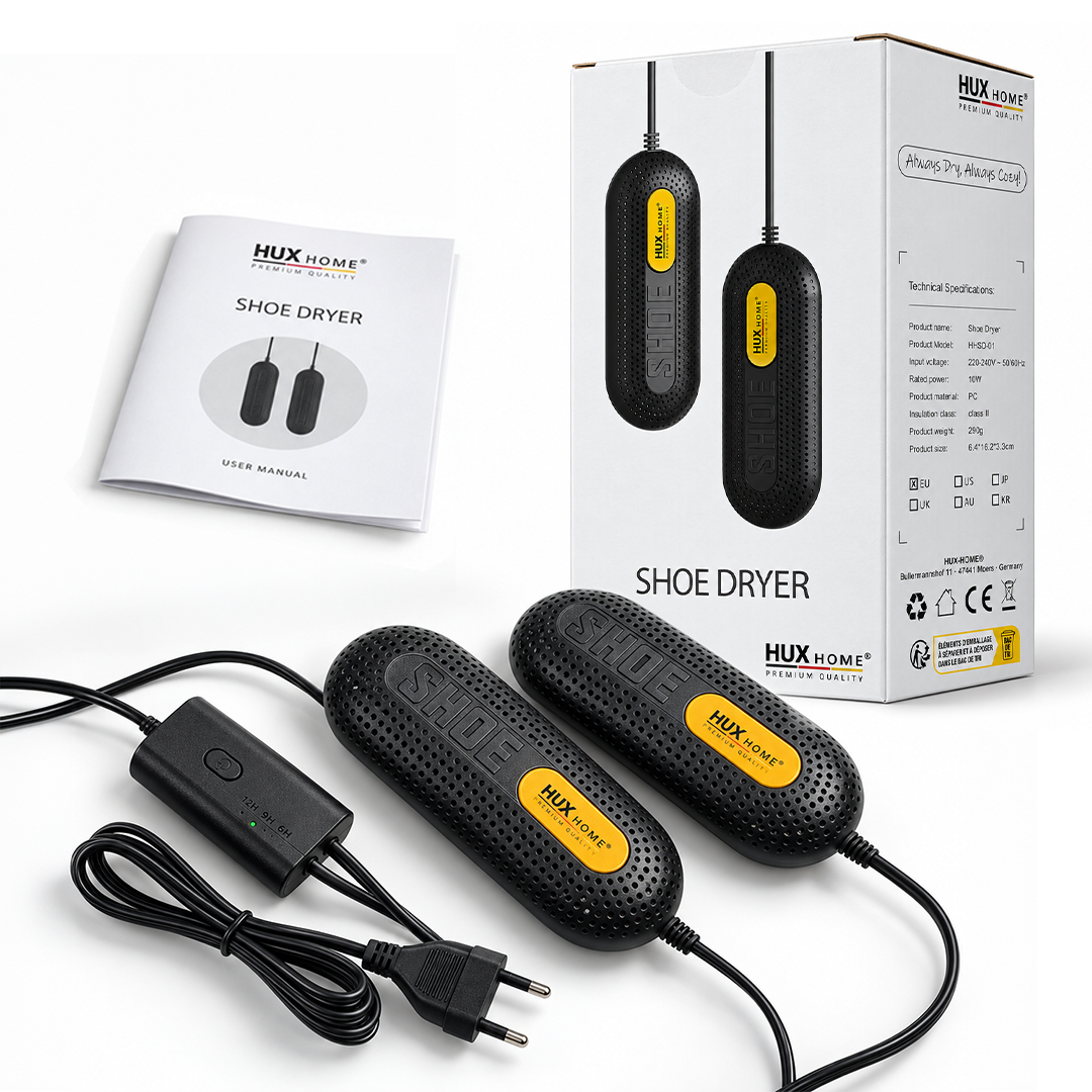 HUX-HOME® Schuh- & Stiefeltrockner elektrisch | Effizienter Schuhwärmer zum Trocknen feuchter Schuhe und zur Geruchsbeseitigung