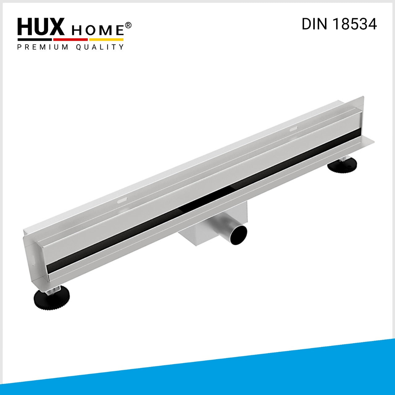 HUX-HOME® PREMIUM K Duschrinne Wandeinlass befliesbar 60-80 cm aus Edelstahl nach DIN18534