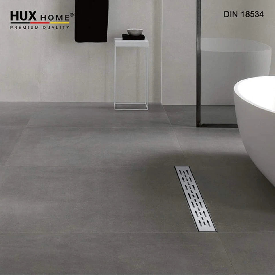 HUX-HOME® PREMIUM K shower channel, 3-row slotted, 60-120 cm, made of stainless steel according to DIN18534